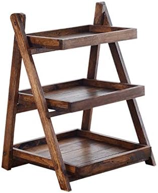LANN Wooden Bathroom Organizer Shelf, 3 Tier Foldable Storage Rack,Floor-standing Toiletries Shelf,Flower Stand, Rustic Cosmetic Holder, Thai Teak, 16 Inches High