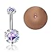 REVOLIA 4Pcs 14G Stainless Steel Belly Button Rings for Women Navel Rings CZ Body Piercing AB