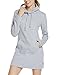 Sidefeel Women V Neck Cotton Sweat Mini Hoodie Dress With Pocket