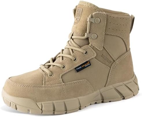 Free Soldier Mens Tactical Combat Boots Coyote Tan Suede Nylon Hiking Mid Top 81E-9T3hUKL._AC_SY695.jpg?v=  main image 4