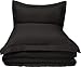 Amazon Basics Light-Weight Microfiber 3 Piece Duvet Cover Set with Snap Buttons - Full/Queen, Black, Solid