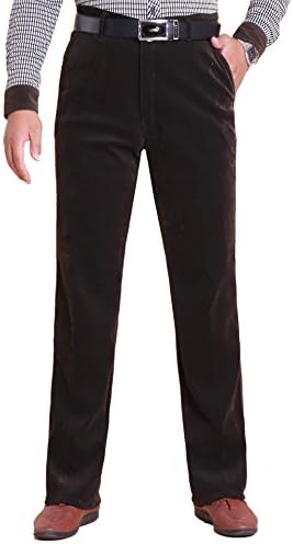 Men's Winter Stretch Corduroy Pants Casual Loose Relaxed Fit Striaght Trousers
