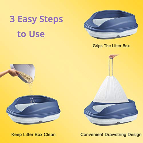 wellap Cat Litter Box Liners 40 Count L Extra Durable (34.5" x 19.5
