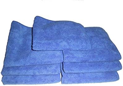 Show Car Guys 7 Blue Microfiber Towels 12" X 12"- 300 GSM Professional Quality Towels. Plus 1 Bonus 16" by 16" Glass Towel - Used for Auto - Home- Multi Purpose.