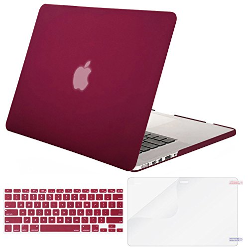 Mosiso Plastic Hard Case with Keyboard Cover with Screen Protector Only for MacBook Pro 13 Inch with Retina Display No CD-Rom (A1502/A1425, Version 2015/2014/2013/end 2012), Wine Red