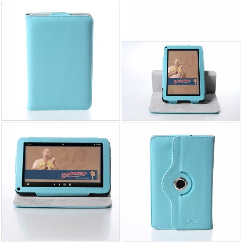 Deft Dante 360: Rotating Blue Kindle Fire Original Generation Case (One-Piece Folio Kindle Fire Cover Multi-angle Vertical and Horizontal Stand for NON HD Version)