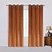 Cherry Home Super Soft Rustic Velvet Pumpkin Orange Blackout Drapes Room Darkening Curtains Panel Grommet Drapery 52 by 96-Inch Caramel Cafe(2 Panels) with Matching Tiebacks