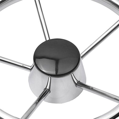 image for D DOLITY 5-Spoke 13-1/2 Inch Stainless Boat Steering Wheel 3/4 Inch Sh