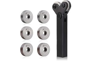 YWNYT 7pcs Steel Dual Wheel Knurling Tool Set with Diagonal Linear Knurl Wheel 0.5/1/2mm Pitch