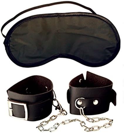 Sexy Leather black fetish Wrist Cuffs Set