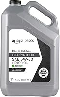 AmazonBasics High Mileage Motor Oil, Full Synthetic, SN Plus, dexos1-Gen2, 5W-30, 5 Quart