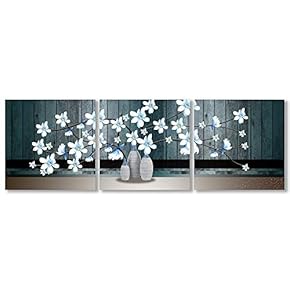 Canvas Wall Art Beautiful Elegant Flowers Painting Artwork for Home Prints Framed - 12"x12"x3 Panels