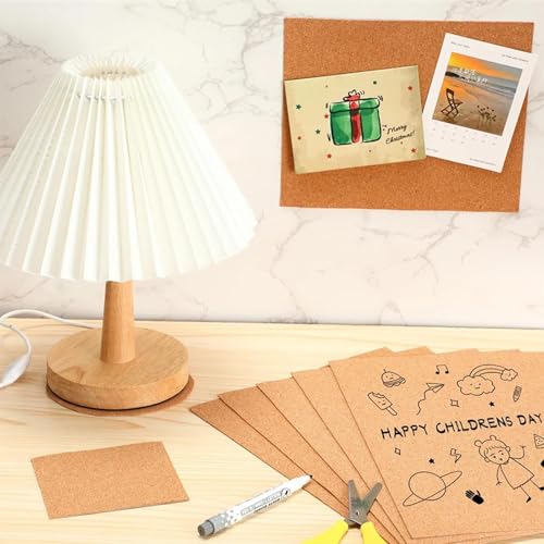 Zyiphor 6 Pieces Self-Adhesive Cork Sheets 30 x 21 cm Cork Plates 6 mm Thick Panels for Wall Decoration Blackboards Corks for DIY Crafts and Bulletin Boards