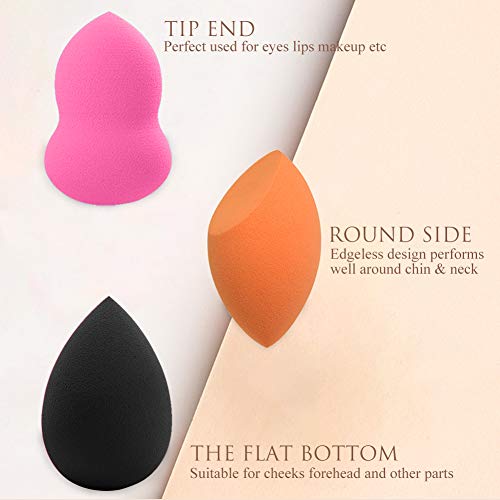 BEAKEY 6 Pcs Makeup Sponge Set Blender Beauty Foundation Blender Sponge, Multi-colored Non-Latex Blending Sponge for Foundation, Professional Beauty Makeup Set for Dry & Wet Use