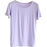 Sleep Shirts for Women - Pajama Tops for Women,Modal Round Neck Solid Color Pajamas Top