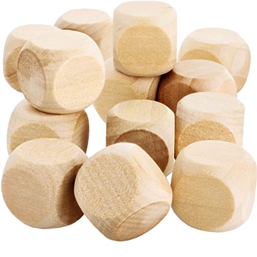 Genie Crafts 60-Pack Unfinished Wooden Cubes Blank Square Blocks Dice Set, 0.75 Inches