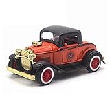 LW Vintage Cars Retro Style 1:32 Hard Top Vintage Cars Scale Diecast Car Model Collection Light&Sound (Red)