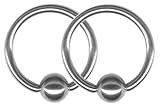 Pair of 14 gauge Captive Bead Rings-Basic Stainless Steel CBR-Lip Ring-Cartilage Earring-Nipple Ring