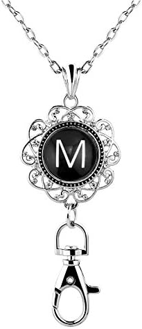 Mel Crouch Women Jewelry Letter Initial Snap Charms for Office Lanyard ID Badges Holder Pendant Necklaces Keychain