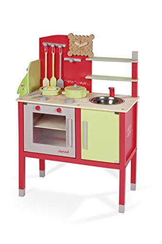 Janod J06586 - Maxi Spielküche aus Holz, rot/grün
