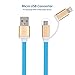 NICEYOU 30CM 1Ft BLUE 2 in 1 Lightning to MicroUSB Charge and Sync Cable for Apple iPhone Samsung Android Cell Phones Smartphones Tablets