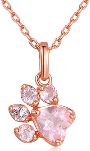 KLKL Cute Bear Paw Claw Rose Gold Pendant Necklace For Women Romantic Wedding Pink Love Footprint Necklaces