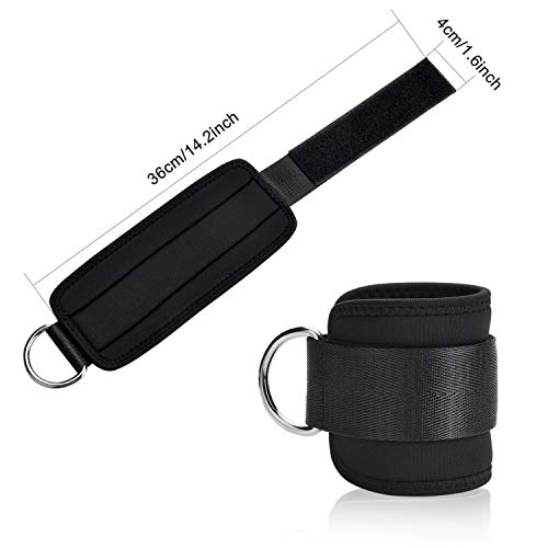Yizhet 2PCS Ankle Straps for Cable Machines Weightlifting Gym Workout Fitness Double D-Ring Neoprene Padded Ankle Cuffs for Legs, Abs and Glute Exercises with Carry Bag Fits Men&Women