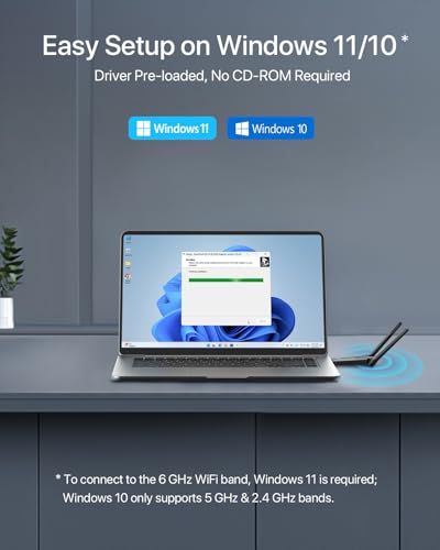 BrosTrend AXE5400 WiFi Stick 6E Powerful Tri-Band 6 GHz / 5GHz / 2.4GHz WiFi Stick 6 USB Long Range WiFi Key for PC, WiFi Antenna PC Dongle, USB Adapter, Compatible with Windows 11/10
