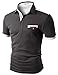 Doublju Mens back color blocked short sleeves polo shirts with pocket point