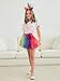 Doctor Unicorn Birthday Girls Outfit Set Tutu Skirt, Unicorn Shirt, Headband, Hair Bow & Satin Sash (Rainbow Tutu/White Unicorn Flower Tshirt, 6-7 Years)