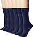 PEDS Women's Dress Crew Socks 6 Pairs, Blue, Shoe Size: 5-10