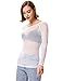 Kate Kasin Women's Long Sleeve Mesh Top, Sexy Sheer Blouse, Bussiness Casual Layering Shirts Ivory XL