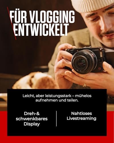 EOS R50 V + RF-S 14-30mm F4-6.3 is STM PZ – Vlog-Kamera, kompatibel mit Canon RF-Objektiven | Content Creator Equipment für Vlogging & Reisen | Bluetooth-fähig