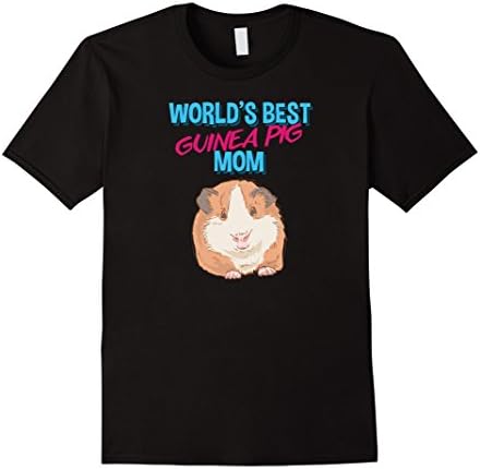 Mens Funny Cavy T-shirt, World's Best Guinea Pig Mom, Zany Brainy XL Black