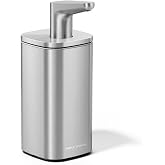 simplehuman Pulse Pump, 10 oz Manual Soap Dispenser for Kitchen and Bathroom, Smooth &amp; Precise Push-Down Action, No-Drip Spout, Refillable Liquid Soap Pump, Brushed Stainless Steel