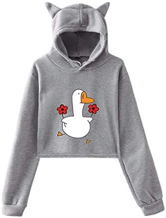 Wtouhe Sweatshirts for Women,Autumn Winter Trendy Hooded Collar Printint Long Sleeve Tops Pullover Shirts