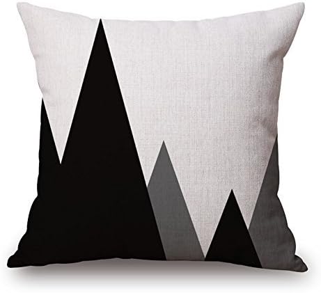 LEEPO Throw Pillow 18 x 18 Inch Cotton Linen Cushion for Couch Home Hotel Decor Square Black and Grey Triangles