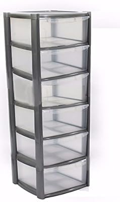 Plastic Storage Drawers Large 6 Drawers Silver Amazon Co Uk