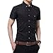 YTD Men's Business Casual Short Sleeves Dress Shirts(Medium, Black)