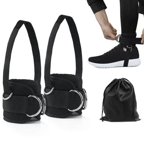 Ankle Straps (Pair) for Cable Machine Glute Kickbacks, Padded Ankle