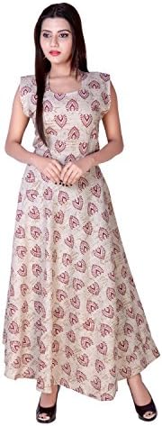 fabcolors Indo Western Maxi Dress for Women - Free Size Cotton Maxi Dress - Brown