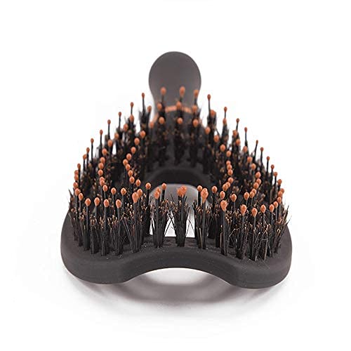 Flair Brush 'Knot Not Now' Vent Boar Bristle & Nylon Pin Detangling Curved Vent Hair Brush with Soft Touch Handle for Blow Drying