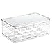 mDesign Plastic Stackable Divided Storage Organizer with Lid for Tea Bags and Coffee Pods in Kitchen Cabinet, Countertop, Ligne Collection, Includes 1 Tea Organizer and 1 Coffee Pod Organizer, Clear