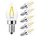 led Night Light Bulbs,Salt Lamp Bulbs,C7 1W Led Filament Bulbs,Refrigerator Indicator Bulb, Mini Light,Candle Bulbs,10W Incandescent Replacement Bulb,Torpedo Shape,E12 Warm White 2700k(6PCS)