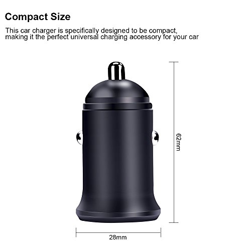 Car Charger Adapter 4.8A Aluminum Alloy Dual USB Port Fast Car Charging Mini Flush Fit with 6ft Note 8 Charger for Samsung Galaxy S9 S8 Plus,Google Pixel 2 XL,LG G7 V35 ThinQ,V30,ZTE Blade Z Max X