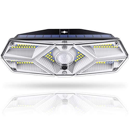 Ellecutteyi Solar Lights Outdoor Solar Security Lights 104 LED 3 Modes Motion Sensor Lights with Lights Reflector Wireless Waterproof Outdoor Solar Wall Lights Wide Angle Solar Powered Lights 2 Pack