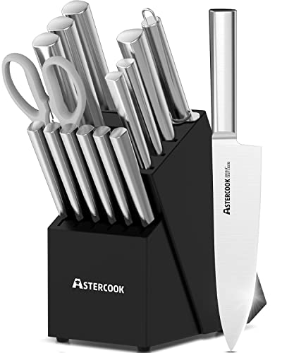 Knife Set, 15 Pieces Chef Knife Set with Block for