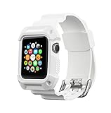 Compatible for Apple Watch Band with Case 38mm, MAIRUI Rugged Protective G-Shock Replacement Strap Wristband for Apple Watch Series 3/2/1, iWatch Sport/Edition (White)