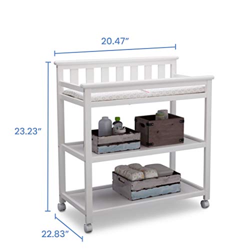 Delta Children Flat Top Changing Table with Wheels and Changing Pad