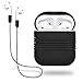 Yometome AirPods Case, Shockproof Silicone Protective Cover Accessories Skin with Earphone Sports Anti-lost Strap Rope for Apple Air pods Charging Ear Hook Dock Cases Black